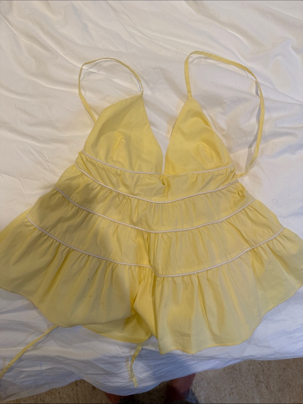 STAUD Lemon Yellow Tiered Ruffle Camisole